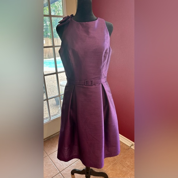 RARE SAMPLE Alexia Designs Purple Bow Shoulder Dress Size 10 | Spring 2014 - Picture 1 of 10